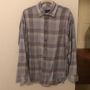 Blue and gray checkered dress shirt